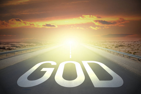 道路和文字概念上帝