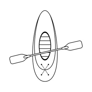 船与桨动画片顶视图黑色和白色