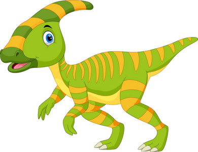 鸟脚类恐龙可爱的parasaurolophus恐龙卡通照片