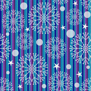 冬季无缝针织圣诞条纹图案，白色半透明雪花和星星，矢量EPS10
