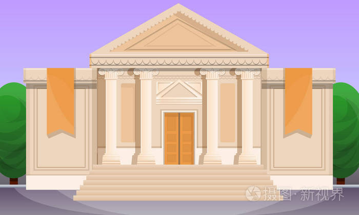 老博物馆概念横幅, 动画片样式