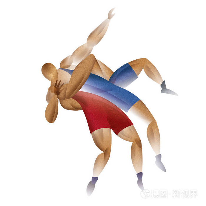 自由式摔跤打两个运动员栅格图形