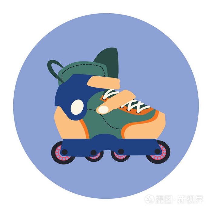 侵略性的内联轮滑冰鞋用于极限滑冰单引导隔离对象平面样式的矢量插图