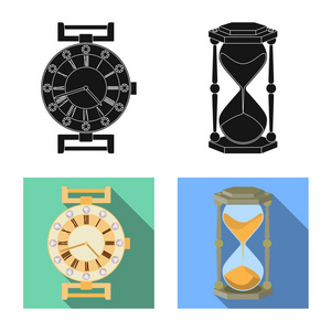 时钟和时间标志的矢量插图。网络时钟和圆圈股票符号集
