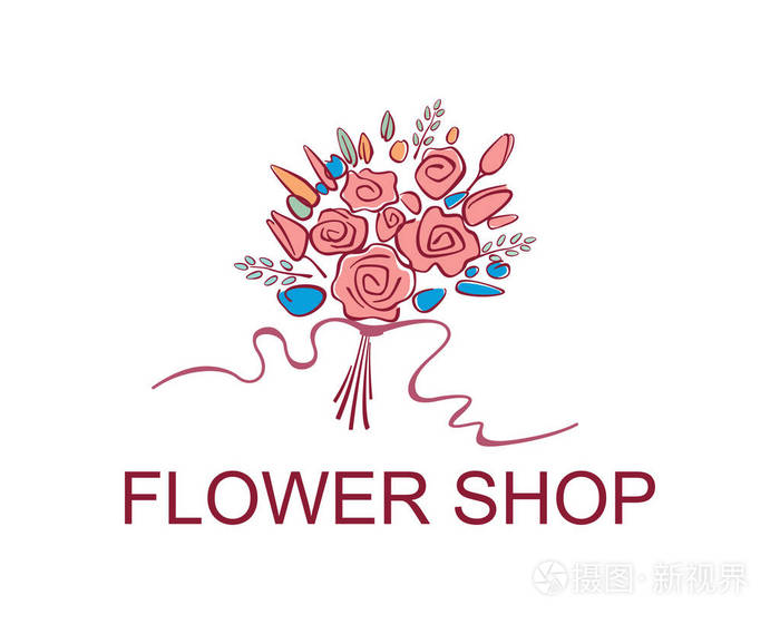 花店的标志风格化的图形花束矢量图形