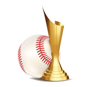 棒球游戏奖向量。棒球球, 金杯。现代锦标赛。体育推广的设计元素。贝斯曼, 巴特, 刺客。棒球球。棒球比赛联盟宣传单插画