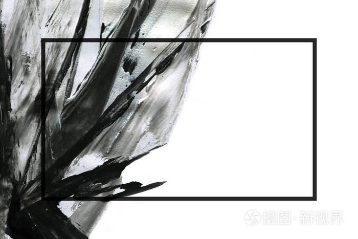 抽象墨水背景 大理石风格 白纸上的黑色油漆笔画纹理 用于网页和游戏设计的壁纸 泥艺术 笔汁的宏观图像 暗黑色漆照片 正版商用图片18rimk 摄图新视界