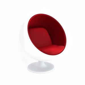 白色背景上分离的鸡蛋椅子。 三维渲染。
