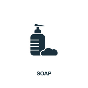 肥皂图标。从卫生图标收集的高级风格设计。像素完美的肥皂图标, 用于网页设计应用程序软件打印使用