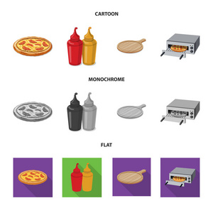 披萨和食物图标的孤立对象。收藏比萨和意大利股票符号的网站
