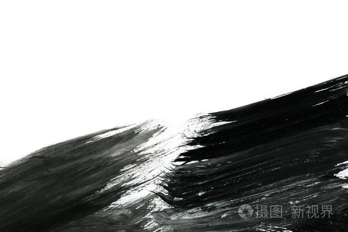 抽象墨水背景 大理石风格 白纸上的黑色油漆笔画纹理 用于网页和游戏设计的壁纸 泥艺术 笔汁的宏观图像 暗黑色漆照片 正版商用图片18rle3 摄图新视界