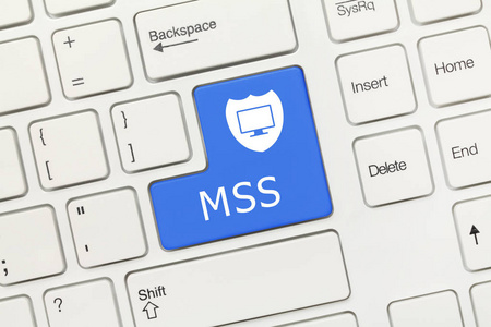 在白色概念键盘MSS上关闭视图蓝色键