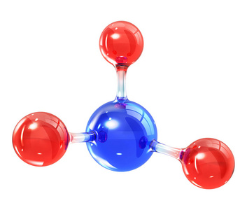 玻璃分子模型。 在白色背景上分离的反射和折射抽象分子形状。 真实矢量插图