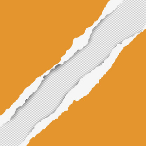 对角线撕裂橙色纸带的文本或消息是在白色的平方背景。向量例证