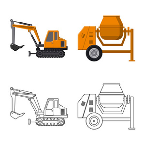 构建和构造符号的矢量设计。集建与机械库存矢量图