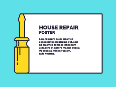 用于家庭装修和施工的手动工具。房屋维修海报