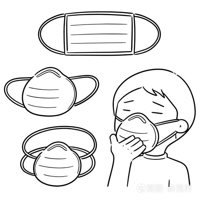 医用防护面罩矢量集插画-正版商用图片18rql4-摄图新视界