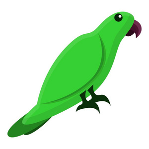 绿色鹦鹉图标, 卡通风格