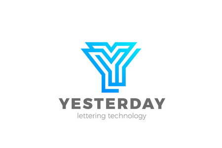 字母y标志字母单字形几何字体设计矢量模板线性风格.