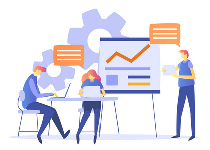 经济信息图表横幅. 平的现代概念与人物. 矢量插图照片