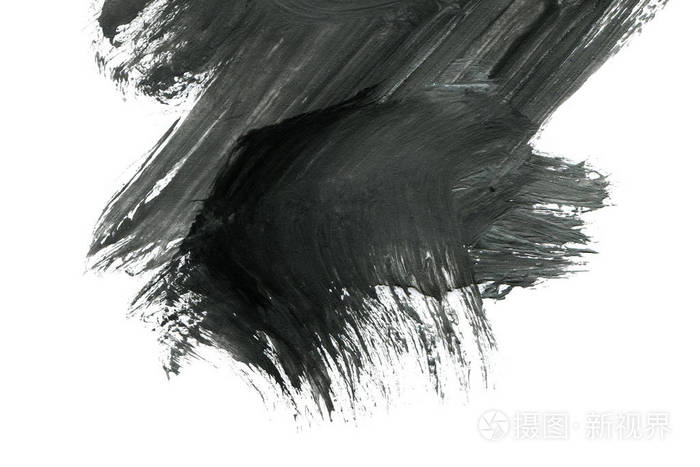 抽象墨水背景. 大理石风格. 白纸上的黑色油漆笔画纹理.