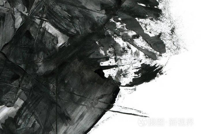 抽象墨水背景大理石风格白纸上的黑色油漆笔画纹理用于网页和游戏设计