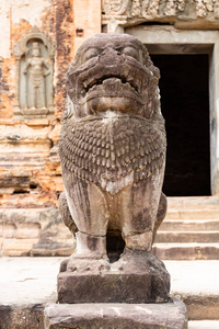 守护雕塑，保护入口的前高寺寺暹粒柬埔寨