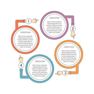 平面轮廓样式中的抽象向量4步骤信息模板布局工作流方案编号选项图表或图表