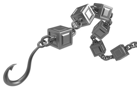 金属区块链钩3插图水平隔离在白色上