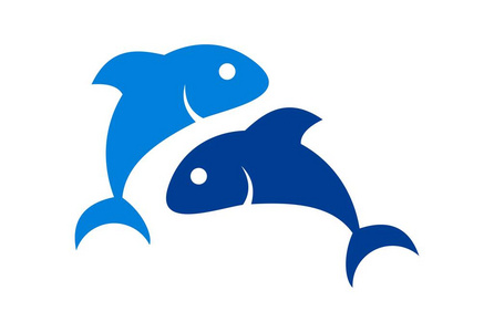 两鱼标志图标矢量概念平面设计