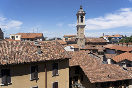 维格瓦诺帕维亚隆巴迪意大利历史中心的景色。 屋顶。