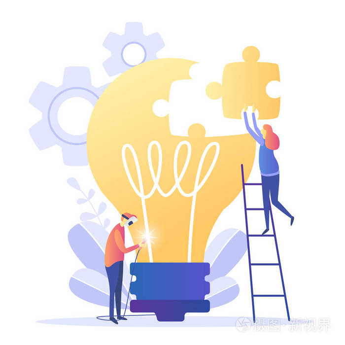 大思想在公司一起工作,集思广益,是创造力的象征,创造性的思想,思维.