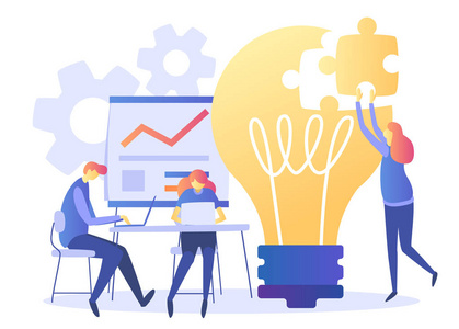 平的现代概念与人物. 矢量插图银行发展经济学策略.