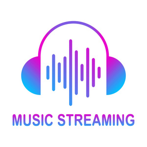 声波矢量.耳机与声波图标隔离, 最小的设计.向量例证.epps 10照片