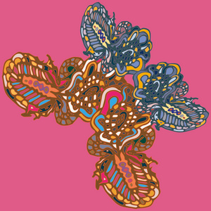 抽象图案彩色明亮蝴蝶与翅膀纺织印刷矢量插图。 用于织物设计壁纸。