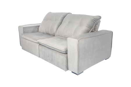 现代白色绒面沙发隔离白色背景
