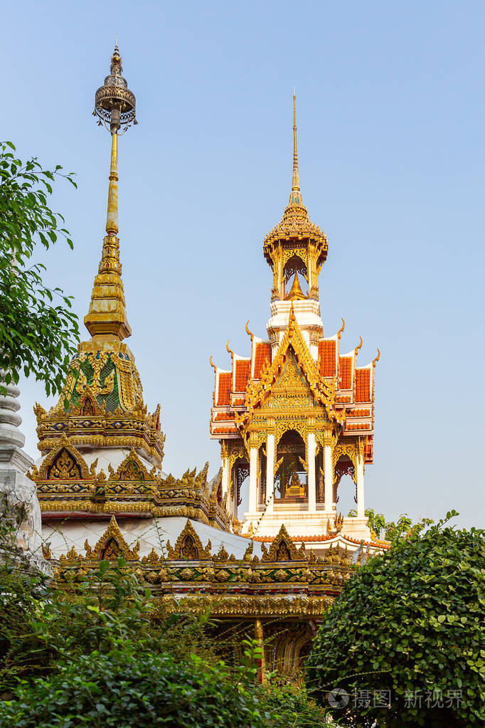 泰国曼谷,泰国,亚洲,瓦塔桑卡拉克拉姆拉查沃拉马哈维汉的建筑细节.