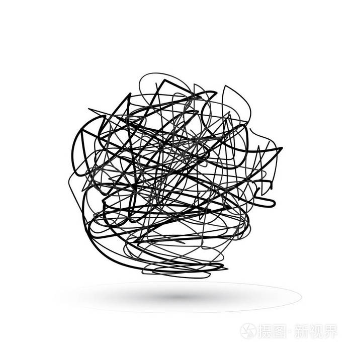 疯狂凌乱的线一套复杂的符号与潦草的圆形元素混乱标志通过的方式线性