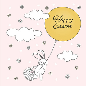 复活节装饰集兔子复活节假日卡通矢量插图集印刷织物和装饰.照片