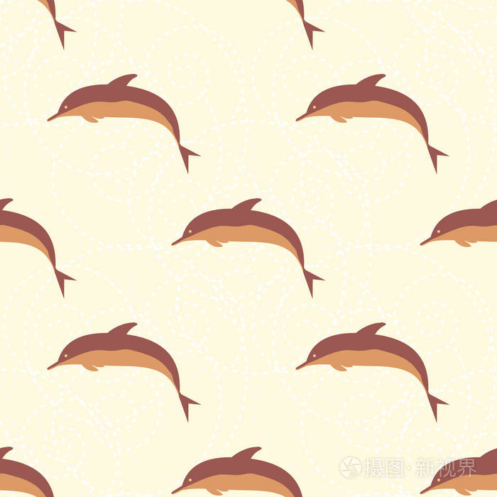 可爱的海豚装饰彩色无缝图案