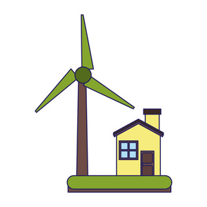 生态房子与风力发电机组图片
