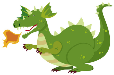 一个绿色的龙字插图
