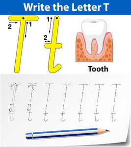 字母t跟踪字母表工作表插图