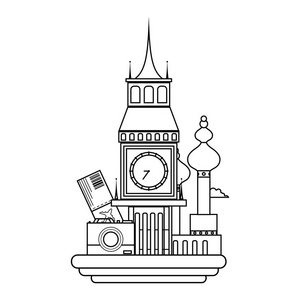 大本钟和莫斯科度假旅程矢量插图