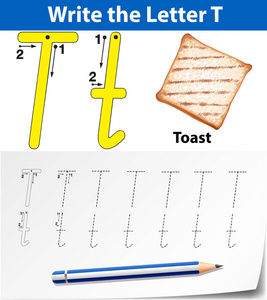 字母t跟踪字母表工作表插图