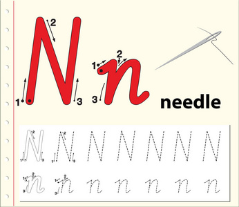 字母n跟踪字母表工作表插图