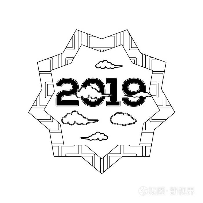 中国新年标签的素描