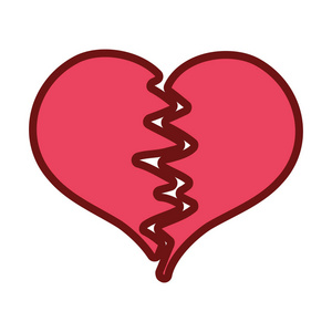 线色心符爱情破碎设计矢量图图片