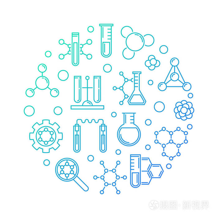 生物化学向量蓝色概念圆的概述例证