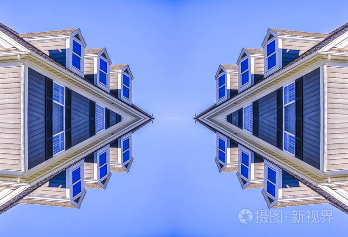 镜像对称反射轴上的几何万花筒图案.